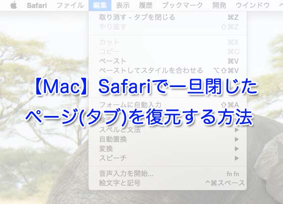 【Mac】Safariで一旦閉じたページ(タブ)を復元する方法